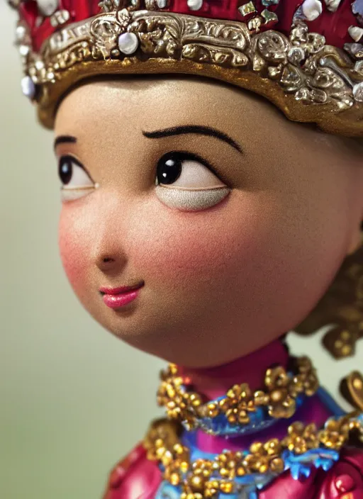 Image similar to closeup face profile portrait of tin toy princess diana as a fairytale princess wearing a crown eating cakes, bikini, depth of field, zeiss lens, detailed, symmetrical, centered, fashion photoshoot, by nicoletta ceccoli, mark ryden, lostfish, breathtaking, 8 k resolution, extremely detailed, beautiful, establishing shot, artistic, hyperrealistic, octane render