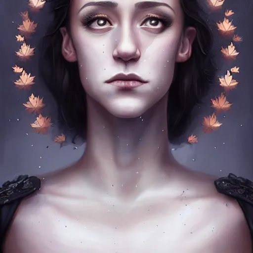 Prompt: gorgeous female stella maeve magician, realistic character concept, medium shot, elegant pose, spooky, illustration, symmetrical face and body, cinematic lighting, detailed realistic symmetrical eyes, 8 k, jacob riis, joshua middleton, artgerm, akihiko yoshida, tom bagshaw, single face, insanely detailed and intricate elegant, autumn leaves