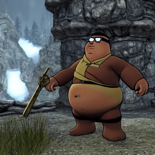 Prompt: Peter Griffin as a Skyrim character