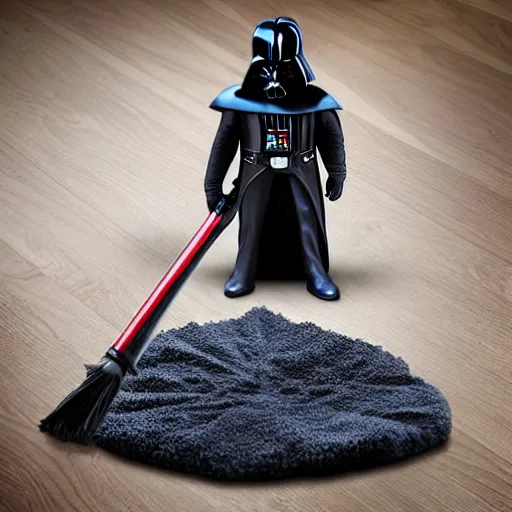 Prompt: Darth Vader mopping the house, photo realistic, award-winning, highly-detailed