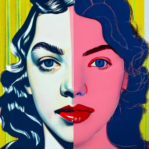 Image similar to beautiful female anya taylor - joy portrait in detail in oil by james jean, by andy warhol, by roy lichtenstein, by egon schiele