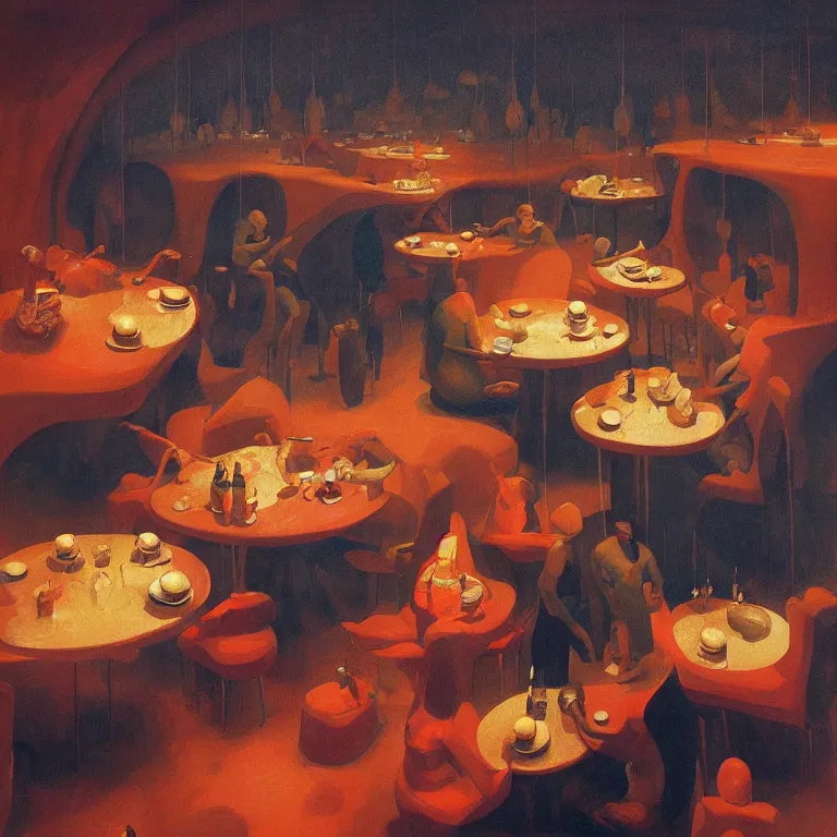 Image similar to spherical lava people at underwater restaurant Edward Hopper and James Gilleard, Zdzislaw Beksinski highly detailed