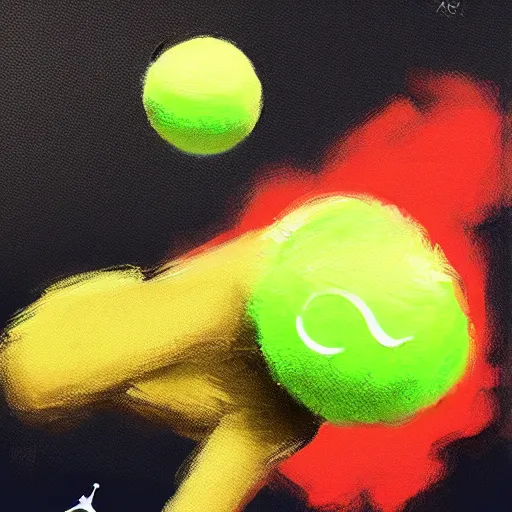 Image similar to air Jordan, retro, tennis ball monster ,tennis ball, digital art, smoke, fantasy,chalk, magic, trending on artstation, ultra detailed, professional illustration by Basil Gogos