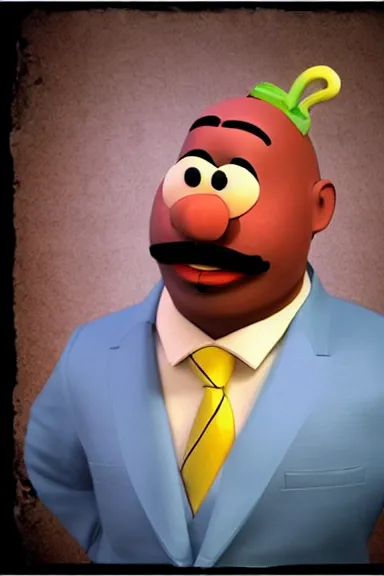Image similar to Film still of Steve Harvey, as Mr. Potato Head from Toy Story (animated movie), no blur, no text!dream a cute femboy by Newmilky and Adrian Wilkins, artstation, 2D art, digital art, cute, photoshop