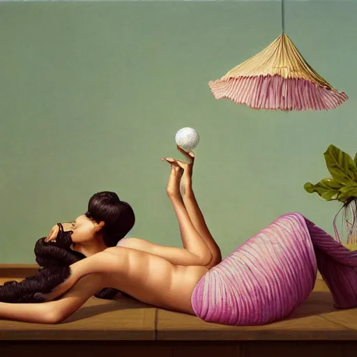 Image similar to whimsical, hyperrealistic surrealism, award winning masterpiece with incredible details, Pegge Hopper, a surreal vaporwave liminal space, highly detailed, trending on ArtStation