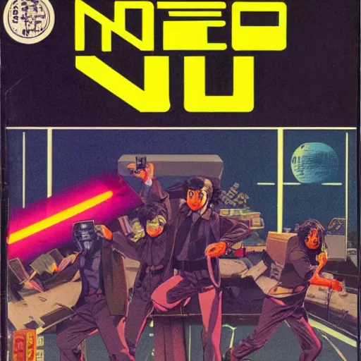 Prompt: 1979 OMNI Magazine, Anime Neo-tokyo bank robbers fleeing the scene with bags of money, Highly Detailed, 8k :4 by Vincent Di Fate : 8