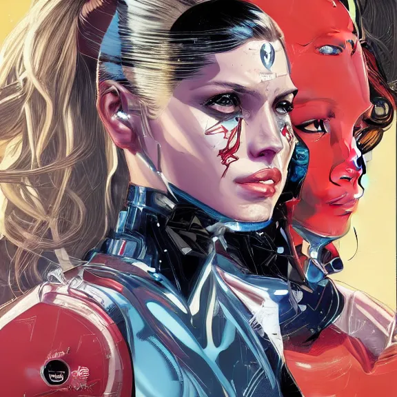 Image similar to portrait of a female android, by MARVEL comics and Sandra Chevrier, 8k