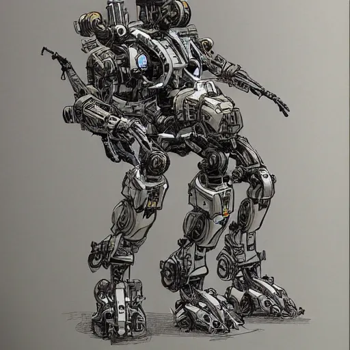 Prompt: humanoid mech by Kim Jung Gi