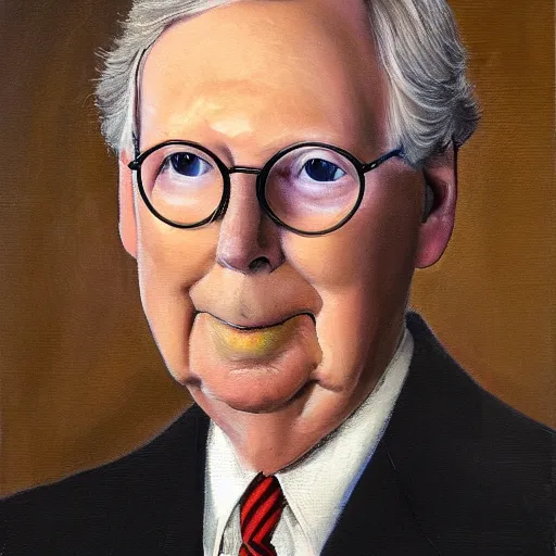 Image similar to portrait of mitch mcconnell, canvas oil painting, half turtle, martha greta kempton, frank o salisbury, granville chandor, thomas edgar stevens