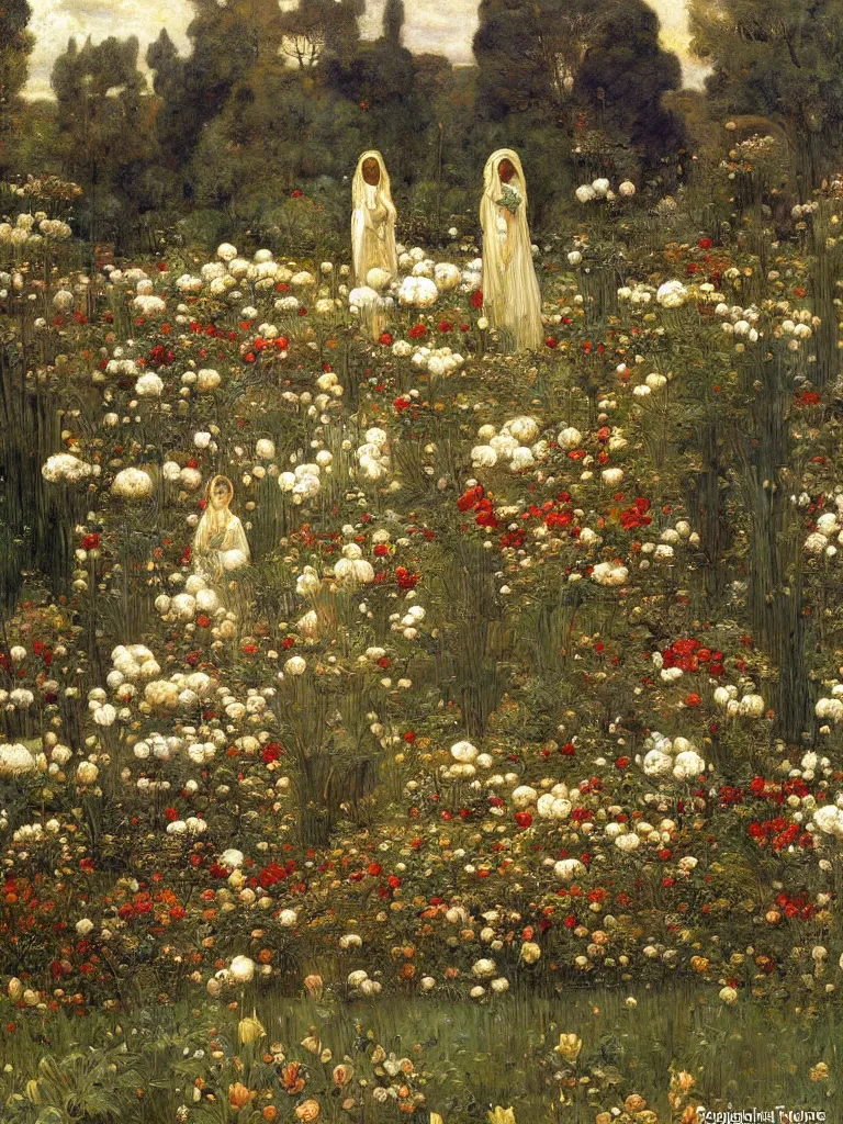 Image similar to the grand temple of flowers, by thomas cooper gotch and frederick arthur bridgman. pre raphaelite, art nouveau, fantasy architecture, symmetry