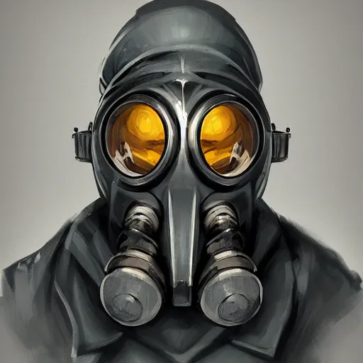 Image similar to concept art of gas mask by jama jurabaev, brush hard, artstation, cgsociety, for aaa game, high quality, brush stroke