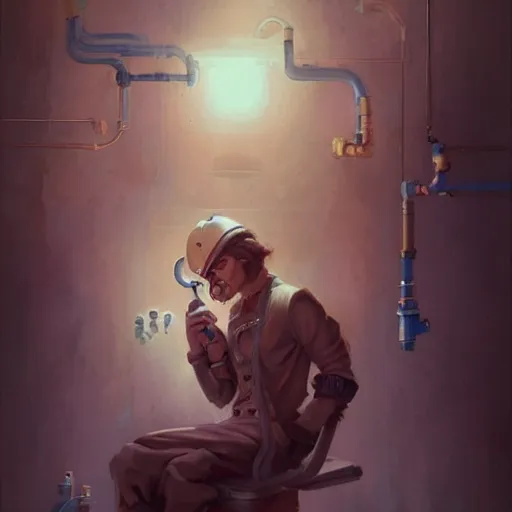 Image similar to beautiful plumber portrait cinematic by peter mohrbacher