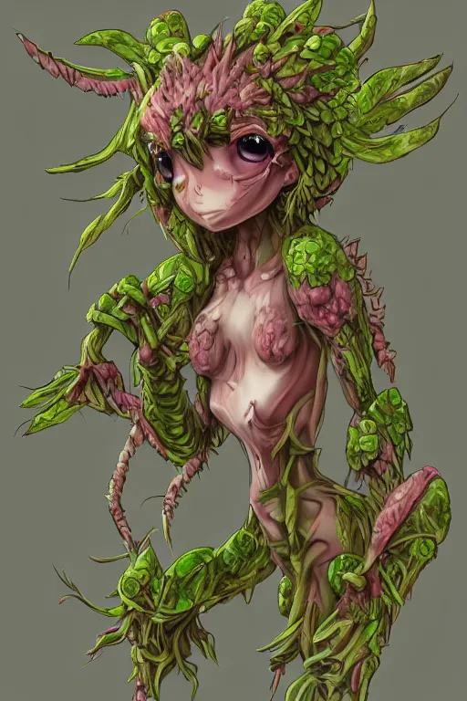 Prompt: cute humanoid figure plant monster, highly detailed, digital art, sharp focus, trending on art station, anime style