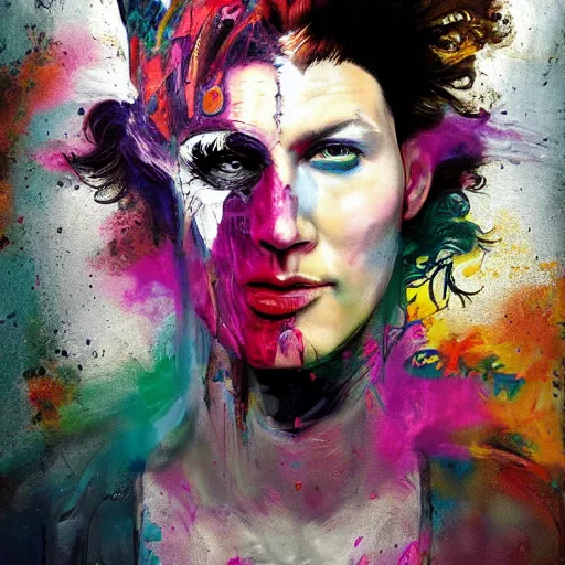 Image similar to mister clean as delirium from sandman, ( hallucinating colorful soap bubbles ), by jeremy mann, by sandra chevrier, by dave mckean and richard avedon and maciej kuciara, 8 0's, punk rock, tank girl, high detailed, 8 k