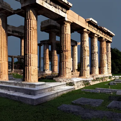 Image similar to the Ancient Greek agora if it was made in 2050 with social spaces and people building various projects, concept art, 4k