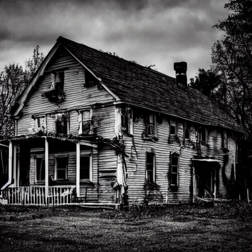 Prompt: photo of a creepy house