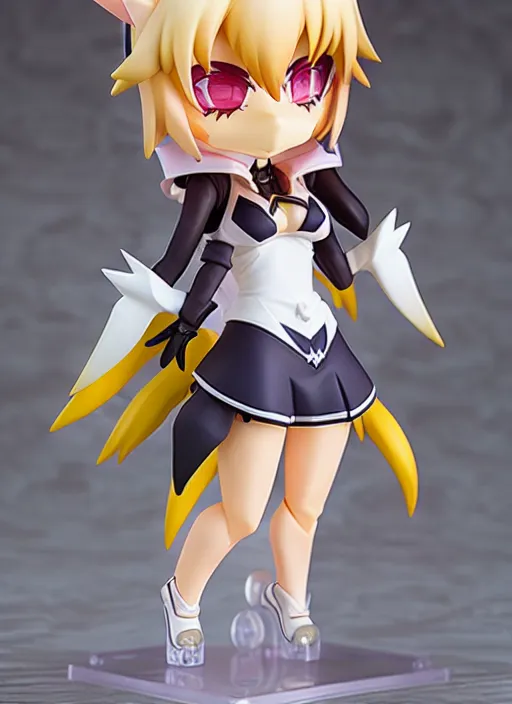 Image similar to chic kda ahri from league of legends nendoroid full body hyperdetalied, hero action pose, osamu tezuka, macoto takahashi, chibi, q posket, 8 k realistic, 3 d, cryengine, exquisite, charming smile, shape focus, symmetrical face, artstation, frostbite 3 engine, cryengine