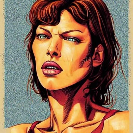 Image similar to “ milla jovovich retro minimalist portrait by jean giraud, moebius starwatcher comic, 8 k ”