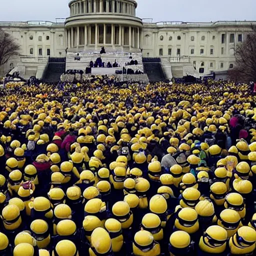 Prompt: thousands of minions invading the U.S. Capitol, Jan 6