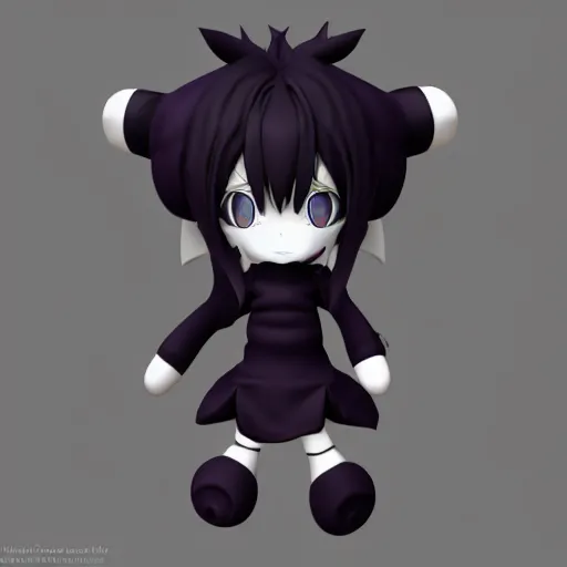 Prompt: cute fumo plush of a void imp who crawled out a hole in reality, anime girl, symmetry, gothic, vray