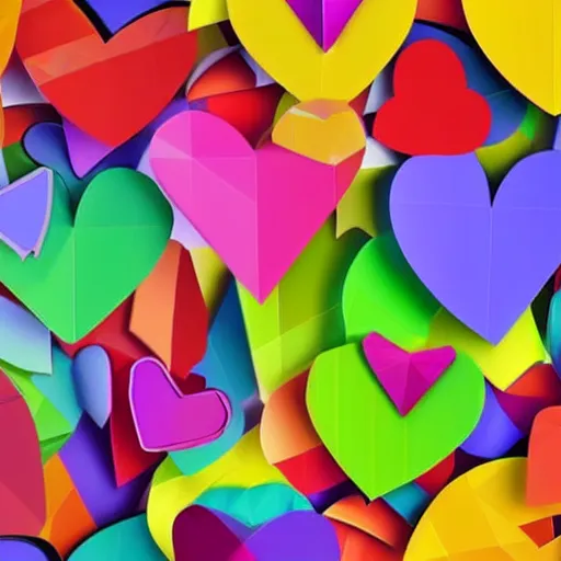 Prompt: very colorful, low poly, hearts