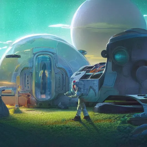 Prompt: a tiny scifi utopia built into a child's pencilbox, arts and crafts supplies, science fiction, michael whelan, octane render, pastel hues, idyllic