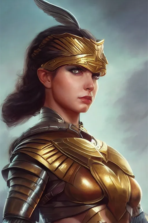 Image similar to amazon valkyrie athena, d & d, fantasy, portrait, highly detailed, headshot, digital painting, trending on artstation, concept art, sharp focus, illustration, art by artgerm and greg rutkowski and magali villeneuve