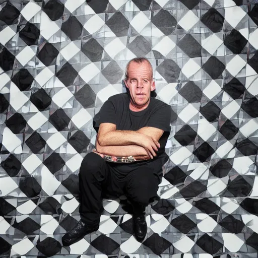 Prompt: fatboy slim, on a checkered floor