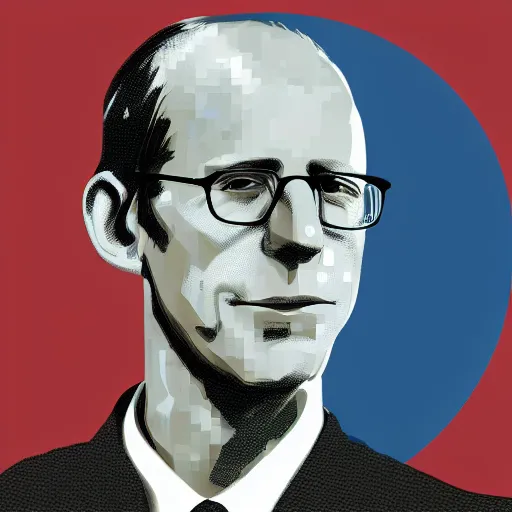Prompt: digital art portrait of Nick Bostrom with robot ears falling in the sun, 4k, sharp focus, Picasso