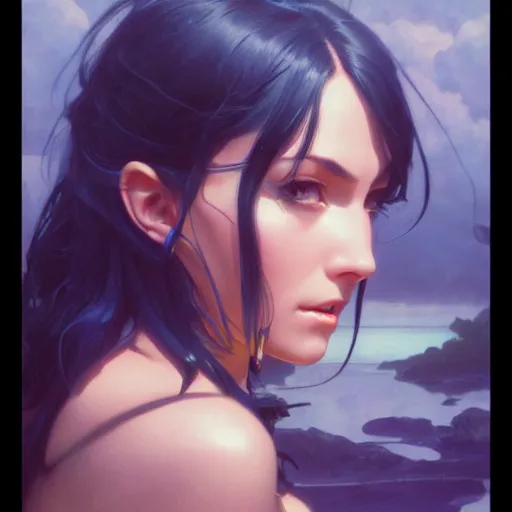 Image similar to highly detailed vfx portrait of nico robin, greg rutkowski, loish, rhads, beeple, makoto shinkai, tom bagshaw, alphonse mucha, sharp focus, art by artgerm and greg rutkowski, stanley kubrick, backlit, harsh overhead sunlight, blue eyes,