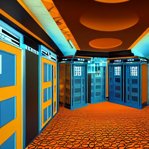 Prompt: Tardis console room, Art Deco style, by Moebius and Beeple. Very highly detailed 8K, Octane render