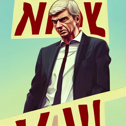 Image similar to Arsene Wenger in GTA V, cover art by Stephen Bliss, artstation,