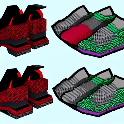 Image similar to balenciaga sneakers in minecraft