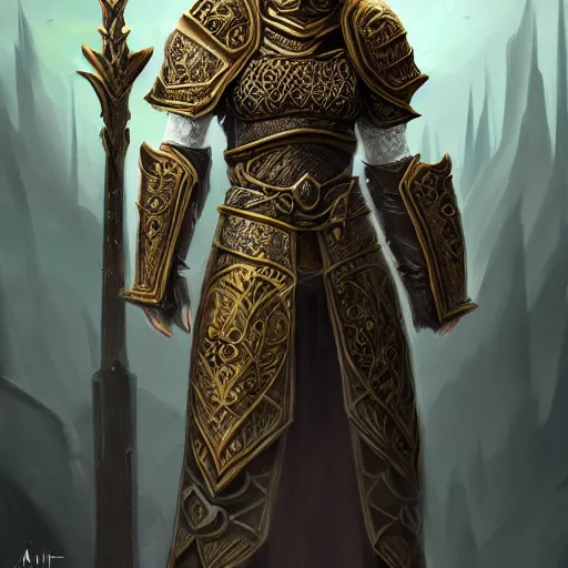 Image similar to a painting of a noble khajiit knight paladin from skyrim, intricate fractal robes, concept art, high detail, 8 k wallpaper, fantasy, trending on artstation