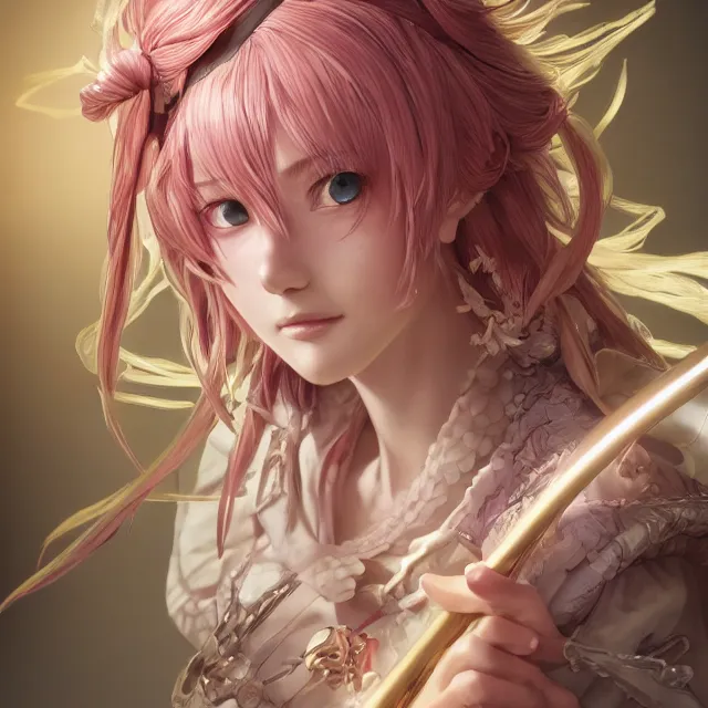 Image similar to studio portrait of neutral good colorful female cleric bard healer as absurdly beautiful, elegant, young sensual anime girl, ultrafine hyperrealistic detailed face illustration by kim jung gi, irakli nadar, intricate linework, sharp focus, bright colors, matte, octopath traveler, final fantasy, unreal engine highly rendered, global illumination, radiant light, intricate environment