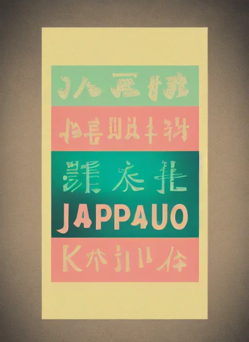 Image similar to poster design with duochrome vintage typographic Japanese katakana, teal and pink colour palette, layout design, illustrator vector graphics