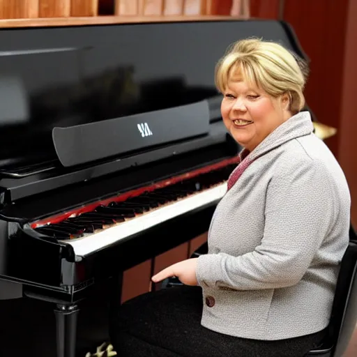 Image similar to erna solberg playing the piano