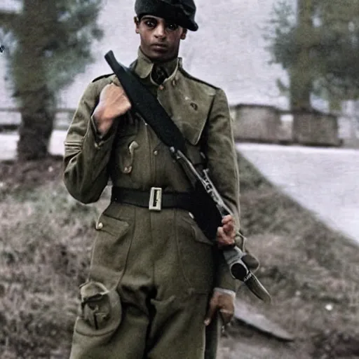 Image similar to playboi carti as a german world war ii soldier 4 k detailed super realistic