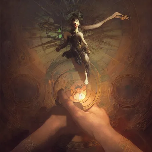 Image similar to an ancient glowing spellbook suspended in mid-air with intricate magic details suspended in air with the pages fluttering gently, glowing gas, intricate, elegant, digital painting, concept art, smooth, sharp focus, illustration, from Metal Gear, by Ruan Jia and Mandy Jurgens and Artgerm and William-Adolphe Bouguereau