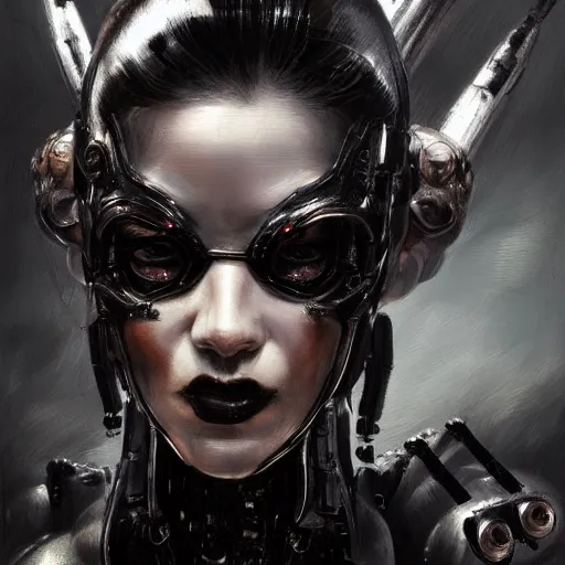 Image similar to t - 8 0 0 terminator as a goth girl, fantasy, intricate, elegant, highly detailed, digital painting, artstation, concept art, matte, sharp focus, illustration, art by aenaluck and roberto ferri and greg rutkowski, epic fantasy, digital painting