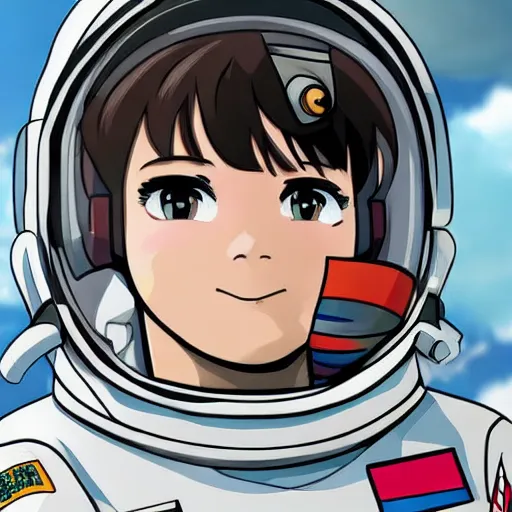 Image similar to close up of astronaut, anime style