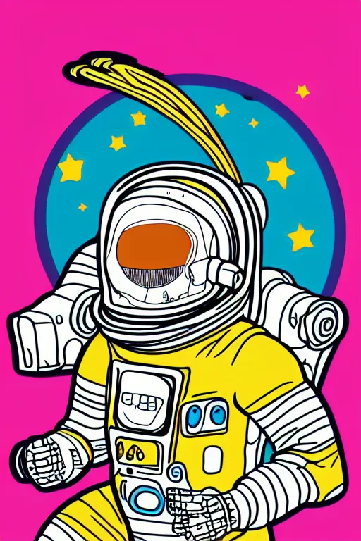 Image similar to A portrait of a skeleton as an astronaut on the moon, sticker, colorful, illustration, highly detailed, smooth and clean vector curves, no jagged lines, vector art, smooth