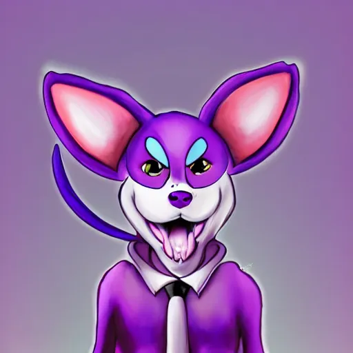 Image similar to furry ( fandom ) art of an anthropomorphic purple dog with antennas, digital art, painting, trending on furaffinity