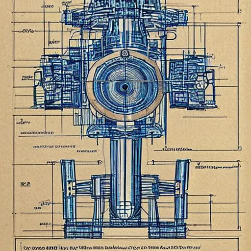 Prompt: highly detailed blueprints for a working time machine