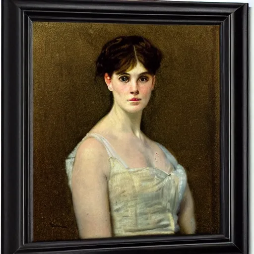 Image similar to portrait of a female boxer by alfred stevens