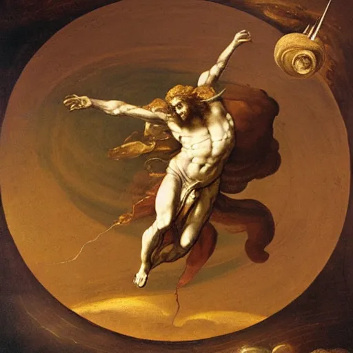 Image similar to Andromeda galaxy painting by Leonardo Da Vinci, high quality