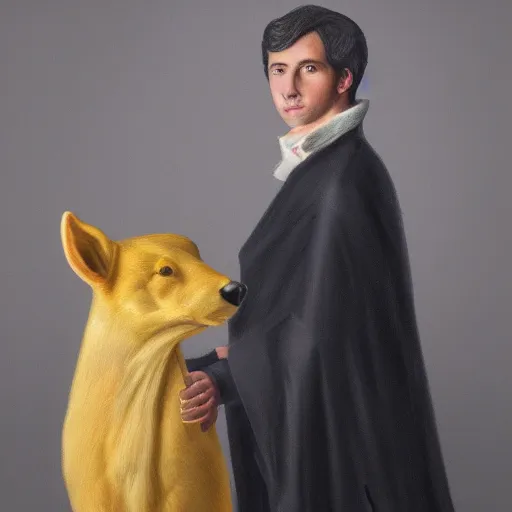 Image similar to a beautiful matte portrait of max and cheese, royal portrait