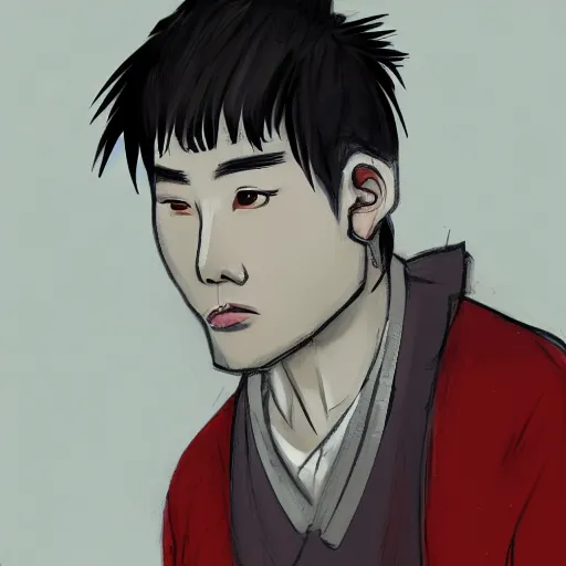 Image similar to haggard looking chinese boy concept art, cinematic