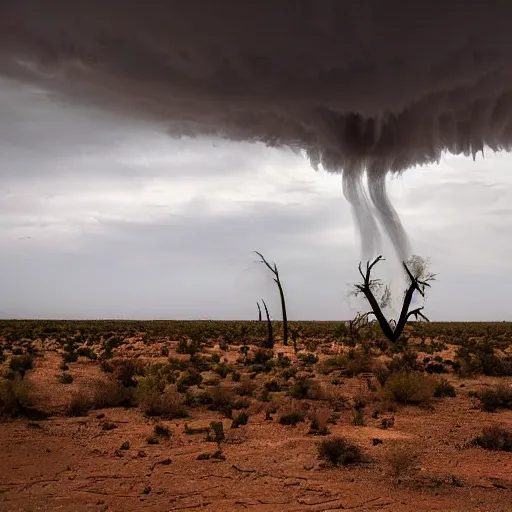 Prompt: a tornado in a desert, award winning photograph.