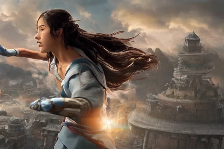 Image similar to live action film still of korra in the new fantasy movie, cinematic lighting